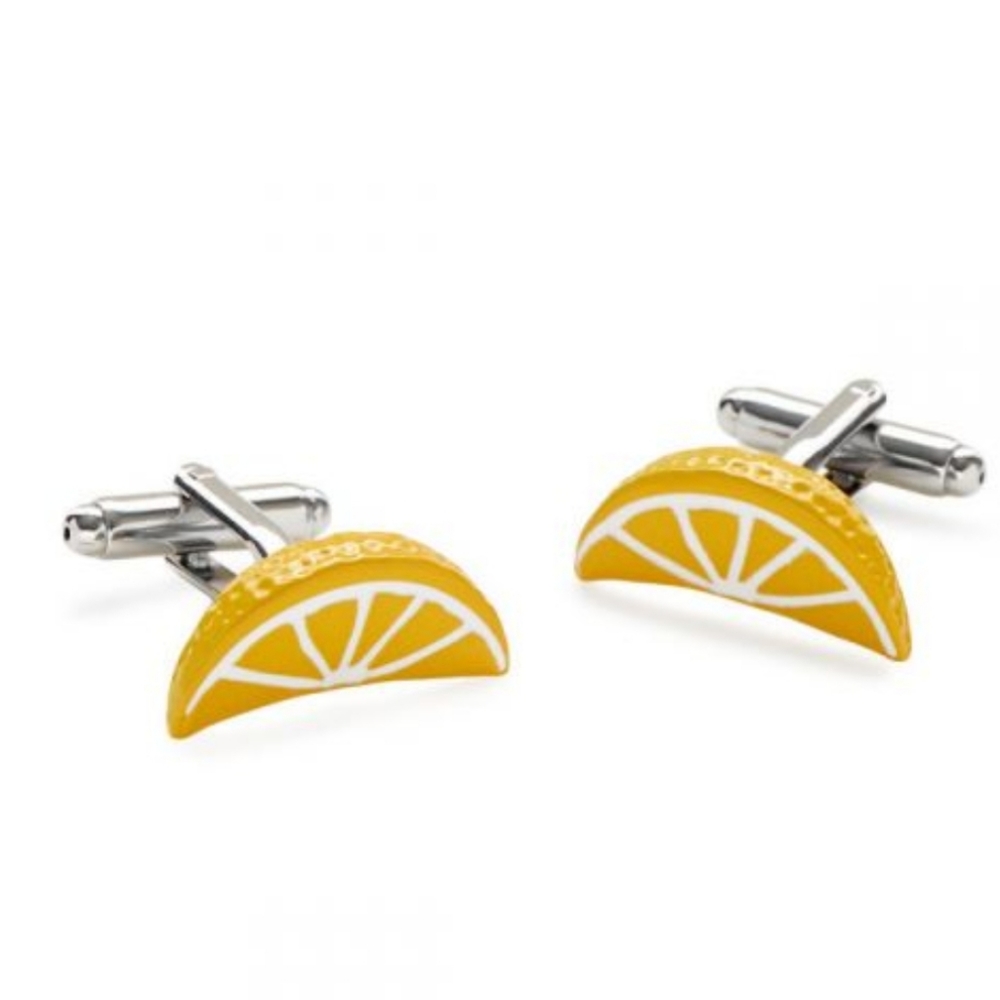 Link Up Lemon Slice Cuff Links in Gift Box NIB NWT